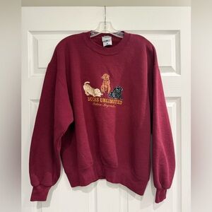 Vintage Ducks Unlimited 90s Crewneck Sweatshirt Size Large Embroidered Lab Dogs